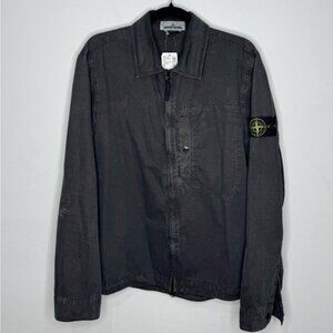 Stone Island Old Effect Cotton Overshirt Charcoal Grey Men’s Large